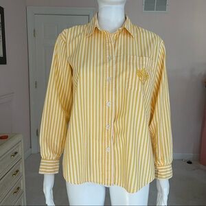 Rafaella Petites Button Down Shirt in Yellow and White Stripes size 8